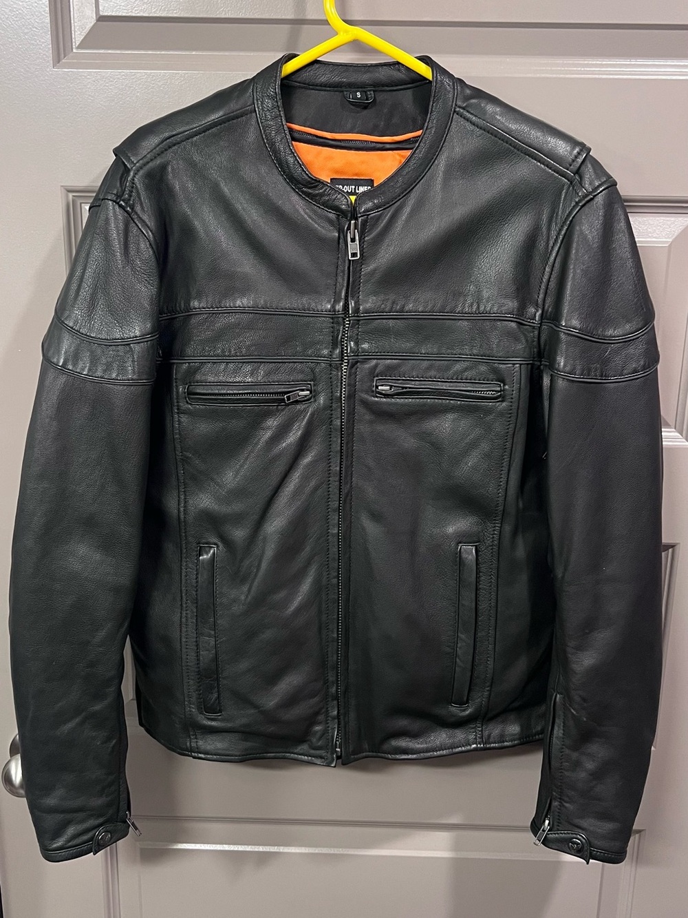 Milwaukee Leather Men's Black Motorcycle Jacket with Orange Zip-Out Liner